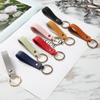 Leather Wristlet Keychain Minimalist Soft Hues Blush Navy 4