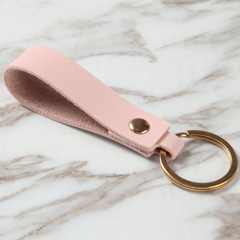 Leather Wristlet Keychain Minimalist Soft Hues Blush Navy 3