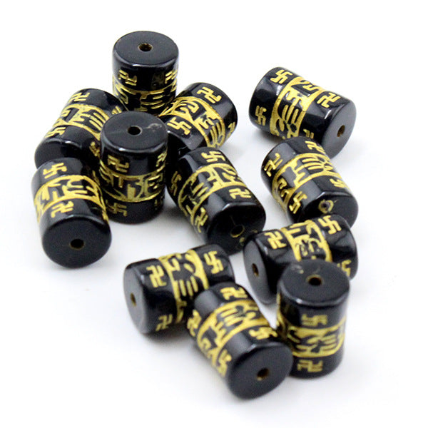 Transparent Gilded Mantra Resin Barrel Beads 8mm 12mm 200pcs 9