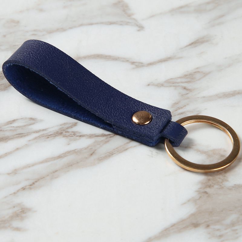 Leather Wristlet Keychain Minimalist Soft Hues Blush Navy 10
