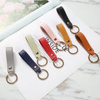Leather Wristlet Keychain Minimalist Soft Hues Blush Navy