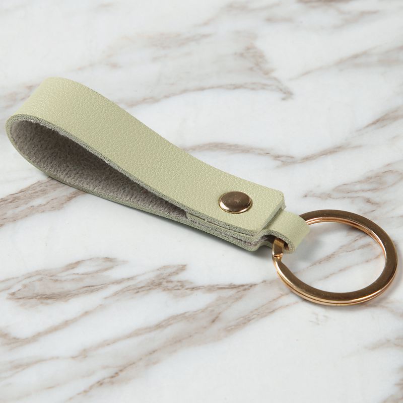 Leather Wristlet Keychain Minimalist Soft Hues Blush Navy 12