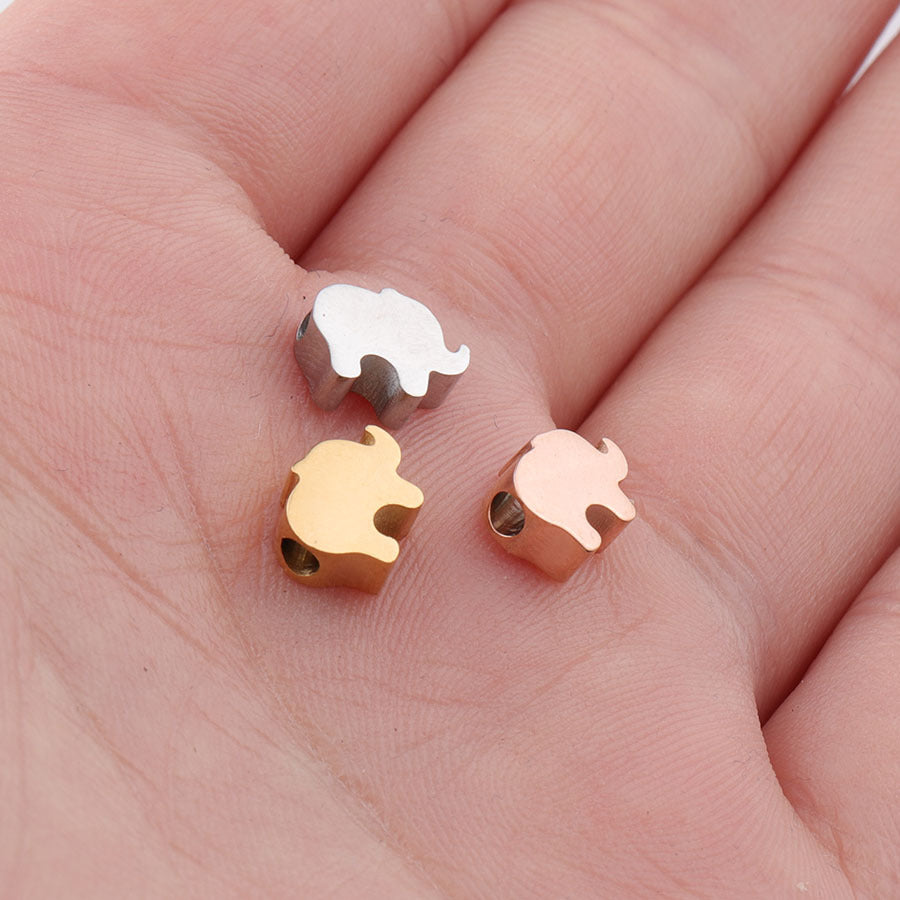 Stainless Steel Elephant Metal Beads 6mm 8mm Polished Mirror Surface 10pcs 4