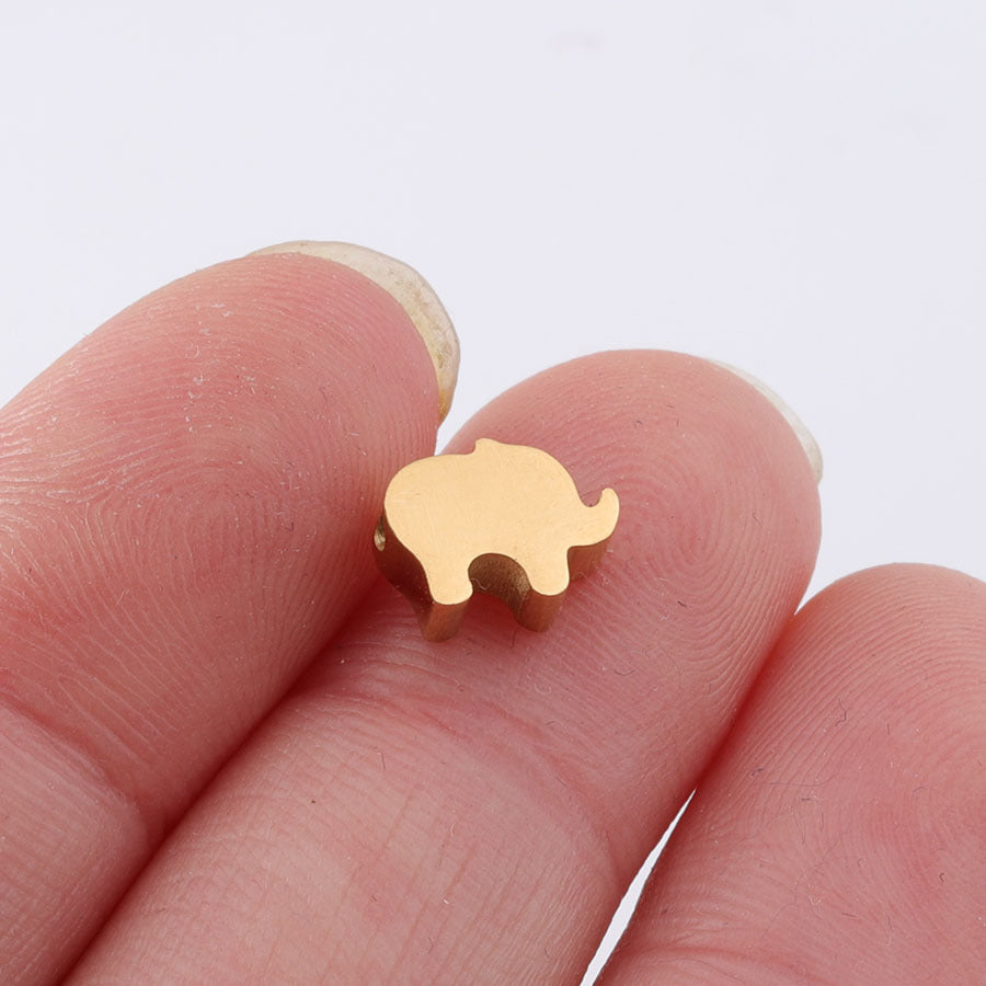 Stainless Steel Elephant Metal Beads 6mm 8mm Polished Mirror Surface 10pcs 7