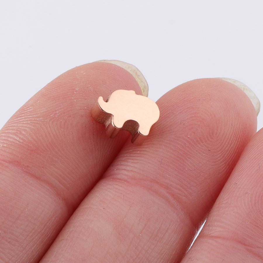 Stainless Steel Elephant Metal Beads 6mm 8mm Polished Mirror Surface 10pcs 3