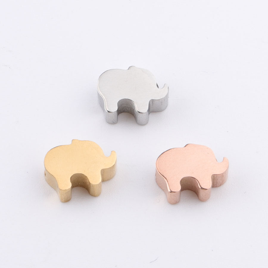 Stainless Steel Elephant Metal Beads 6mm 8mm Polished Mirror Surface 10pcs