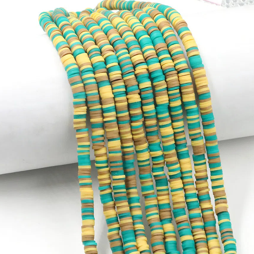 Flat Clay Beads 6mm Colorful Matte Polymer Spacer 10 Strands 52