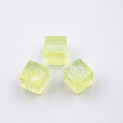 Glitter Square Acrylic Beads 12mm Transparent Pastel 20pcs 2