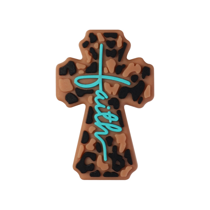 Silicone Focal Beads Bible Cross Leopard Print and Birthday of Jesus 20pcs 11