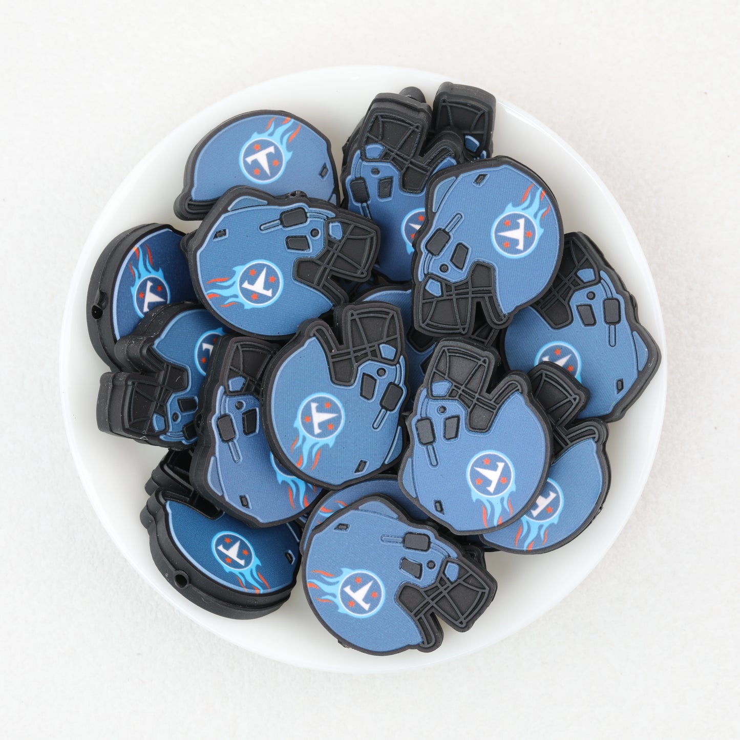 NFL Teams Helmet Silicone Focal Beads Printed Designs 20pcs 18