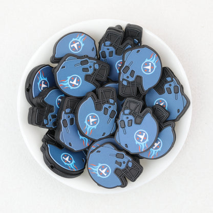 NFL Teams Helmet Silicone Focal Beads Printed Designs 20pcs 18