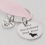 Dachshund Dog Keychain Stainless Steel Engraved Paw Print Charm 5