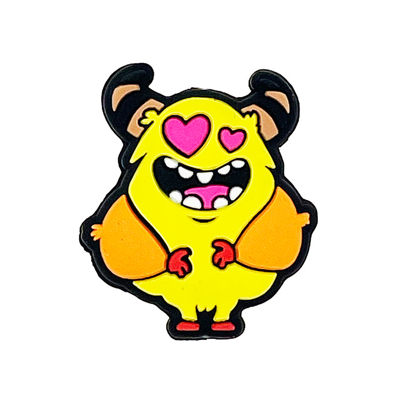 Silicone Focal Beads Yellow Monster Heart Eyes Smiling Face 20pcs