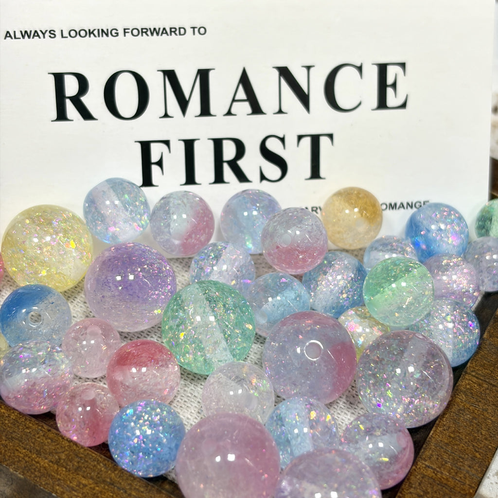 Dual Tone 8mm Round Resin Opal Beads Sparkling Glitter Finish 50pcs 2