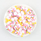  3D Pink Bow White Duck Silicone Focal Beads 20Pcs 2