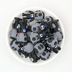 3D Black and White Robot Silicone Focal Beads 20pcs