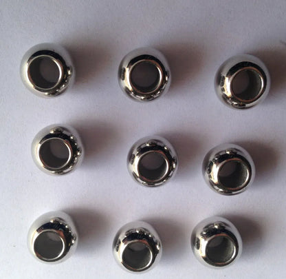 Polished Metallic Silver Acrylic Beads 10-12mm Large Hole CCB Plastic 100pcs