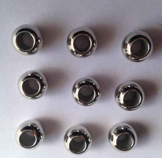 Polished Metallic Silver Acrylic Beads 10-12mm Large Hole CCB Plastic 100pcs