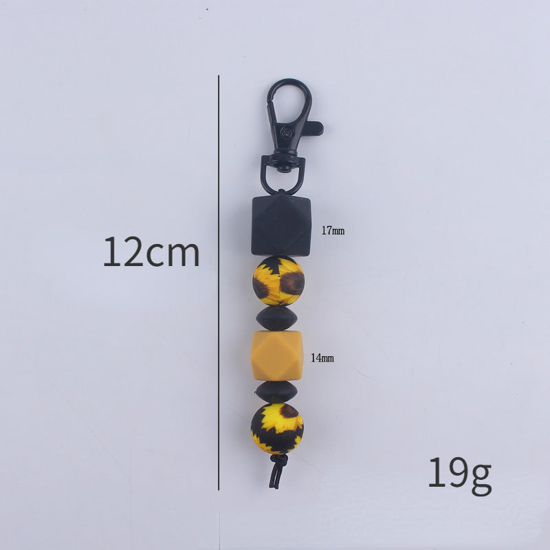 Leopard Silicone Beaded Keychain Colorful Animal Print Charm 5