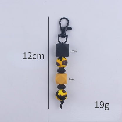 Leopard Silicone Beaded Keychain Colorful Animal Print Charm 5