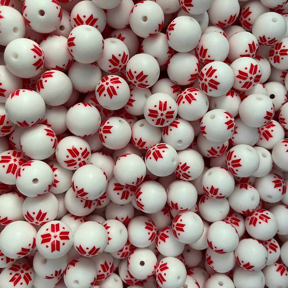 11-156# Christmas Printed Silicone beads