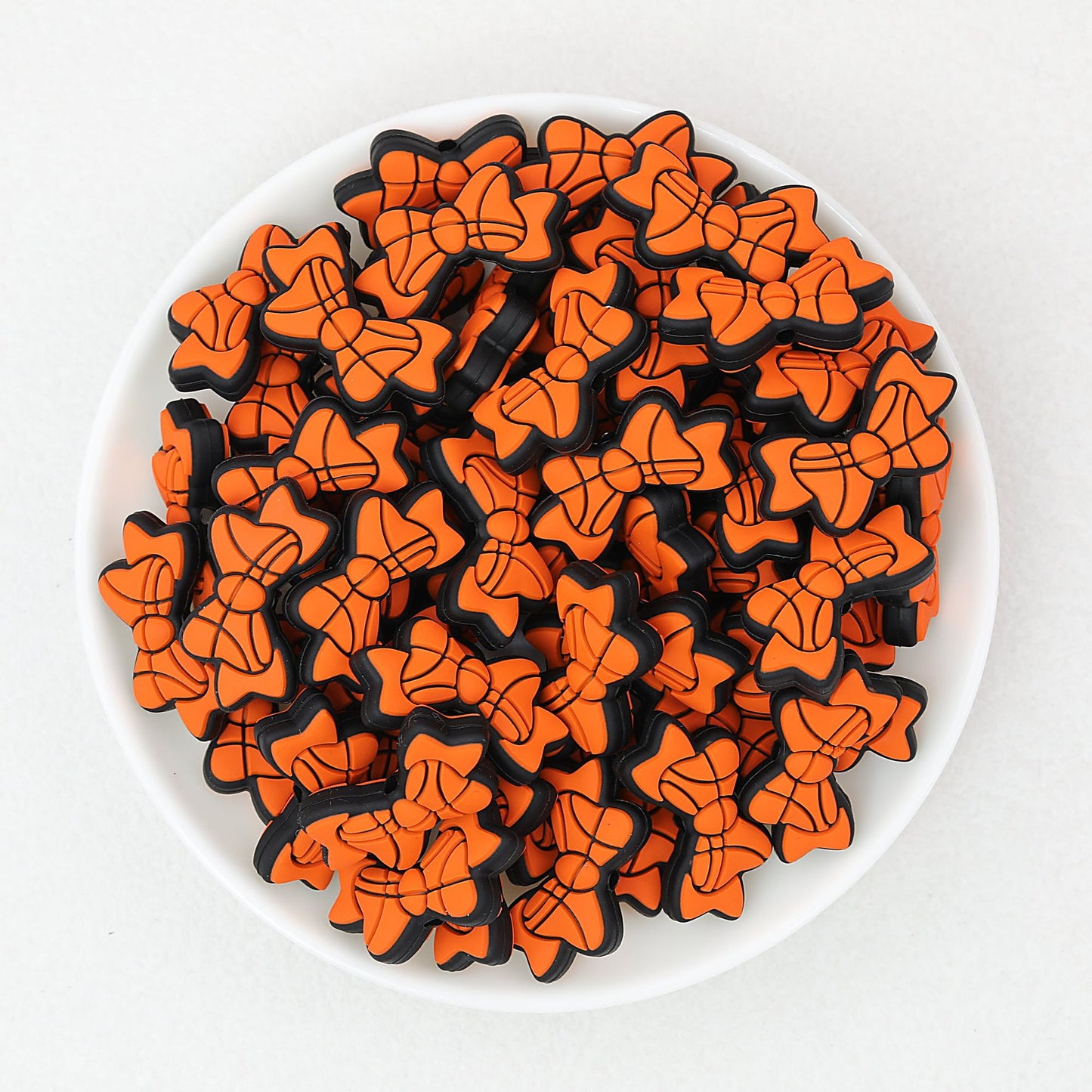 Sports Bow Silicone Focal Beads with Baseball Soccer Volleyball Football 20pcs - Basketball