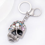 Diamond Rhinestone Skull Keychain Polished Metal Edgy Design 3