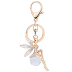 Angel Keychain Enamel Wings Rhinestone Crystal Zinc Alloy 12.5cm 4