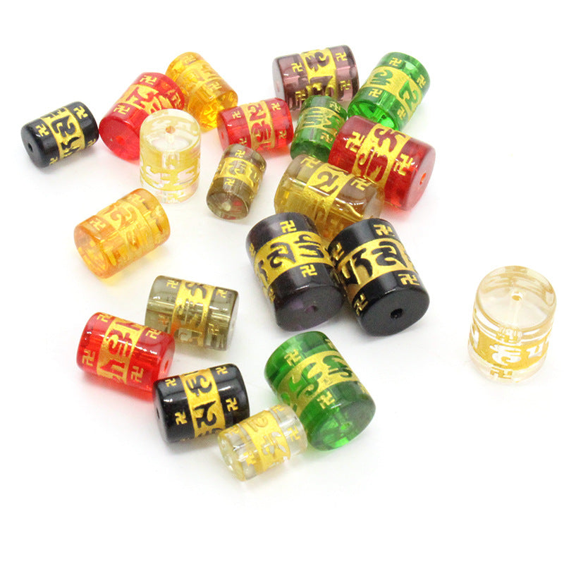 Transparent Gilded Mantra Resin Barrel Beads 8mm 12mm 200pcs 5