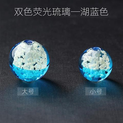 Lampwork Glass Beads Round 10 12mm Glow In The Dark Floral Filled 15pcs 11