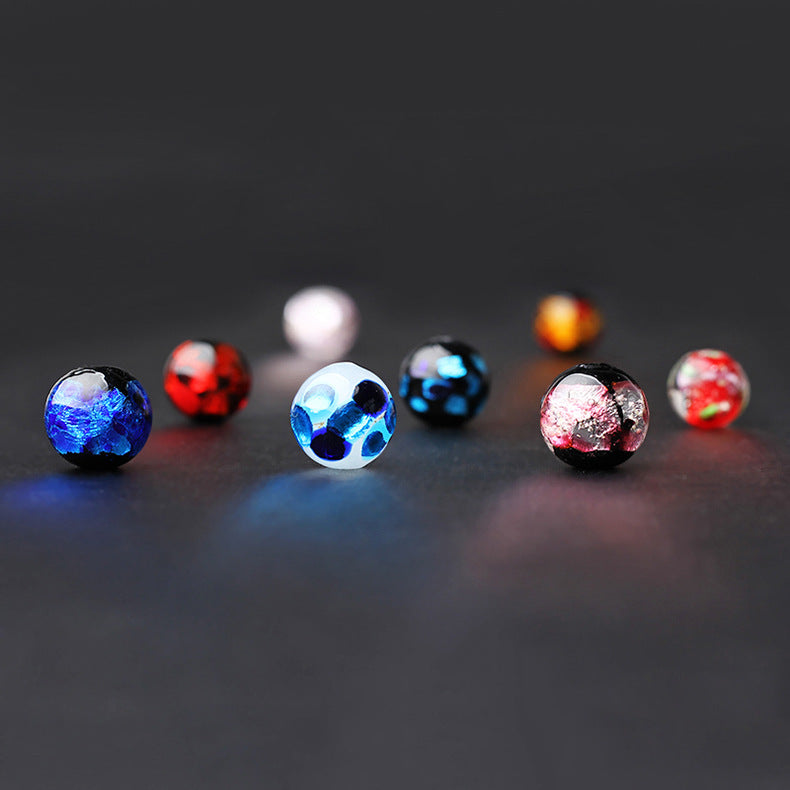 Lampwork Glass Beads Round 8-12mm Japanese Gold Foil 5pcs