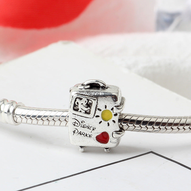 Suitcase Metal Beads 13mm Disney Painted Alloy 10pcs 4