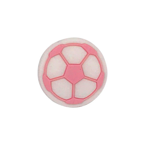Football Soccer Ball Silicone Focal Beads Wholesale, Raised Panel Pattern Round Sports