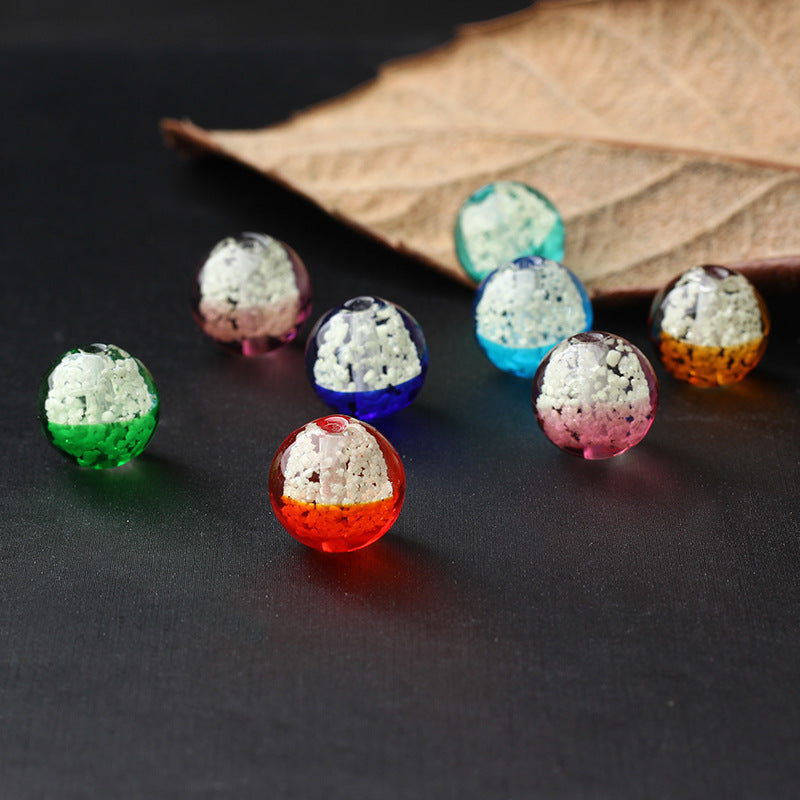Lampwork Glass Beads Round 10 12mm Glow In The Dark Floral Filled 15pcs 2