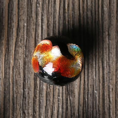 Lampwork Glass Beads Round 8-12mm Japanese Gold Foil 5pcs 6