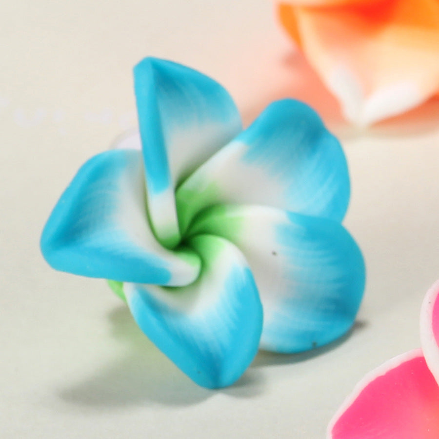 Plumeria Clay Beads 20mm Tropical Colors Polymer 10pcs 15