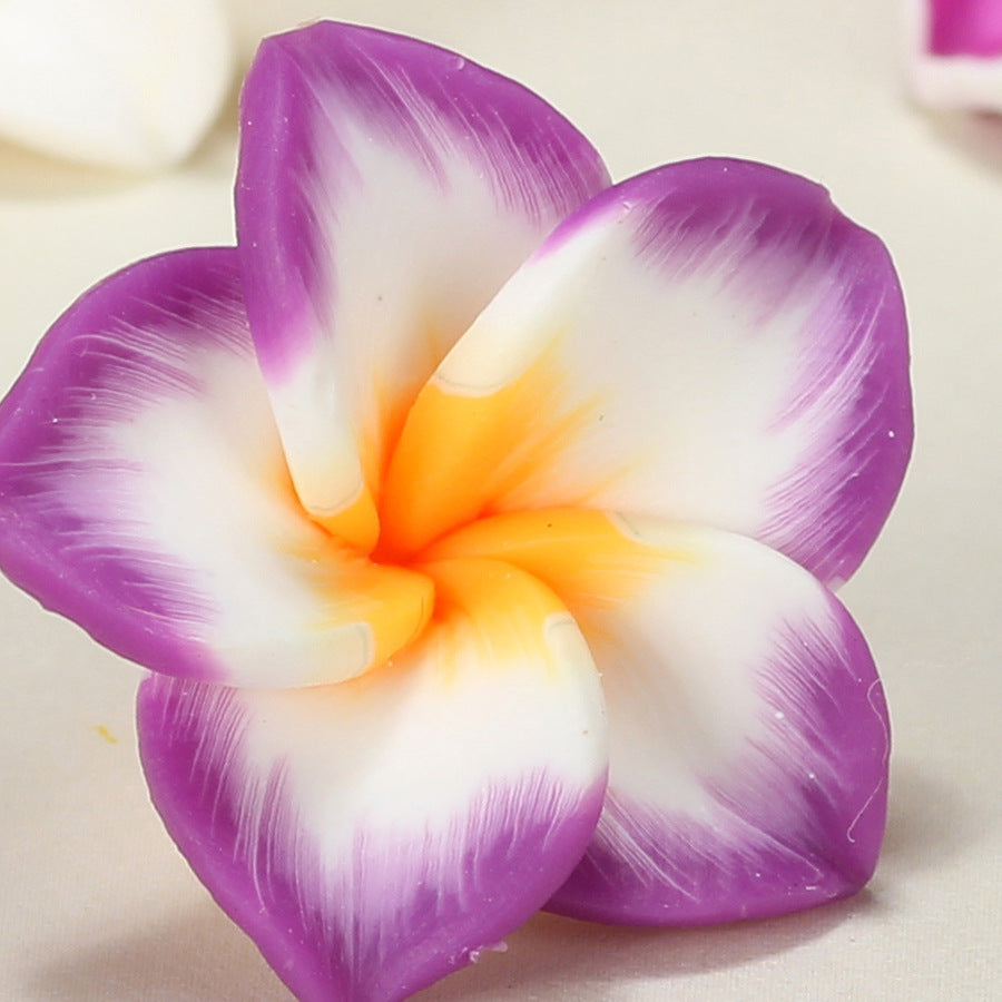 Plumeria Clay Beads 20mm Tropical Colors Polymer 10pcs 11