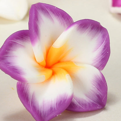 Plumeria Clay Beads 20mm Tropical Colors Polymer 10pcs 11