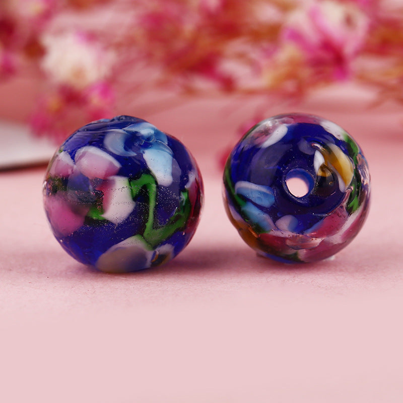 Lampwork Glass Beads Round 12mm Japanese Plum Blossom Pattern 20pcs 4