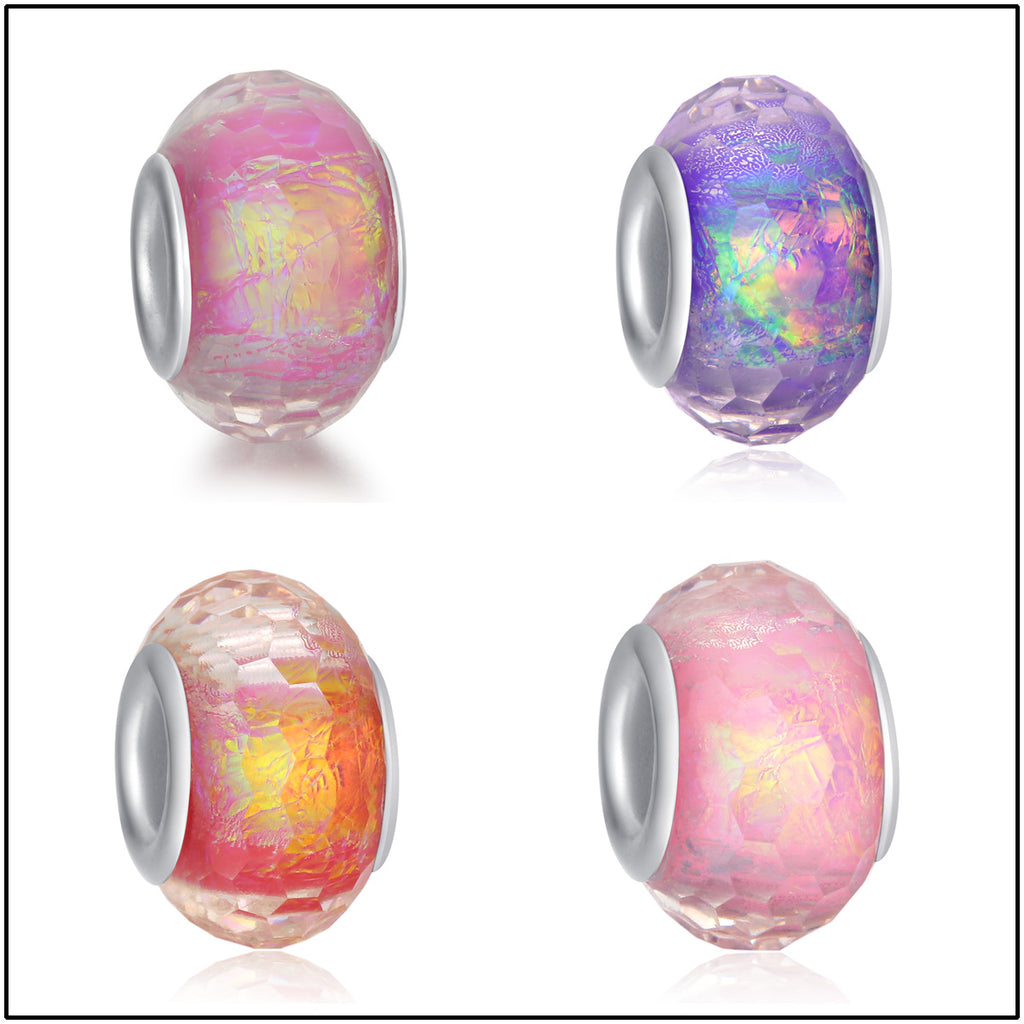 Candy Colored Faceted Resin Spacer Beads 14mm Silver Foil 20pcs