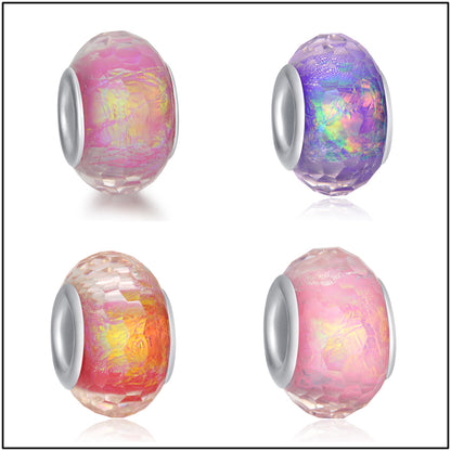 Candy Colored Faceted Resin Spacer Beads 14mm Silver Foil 20pcs