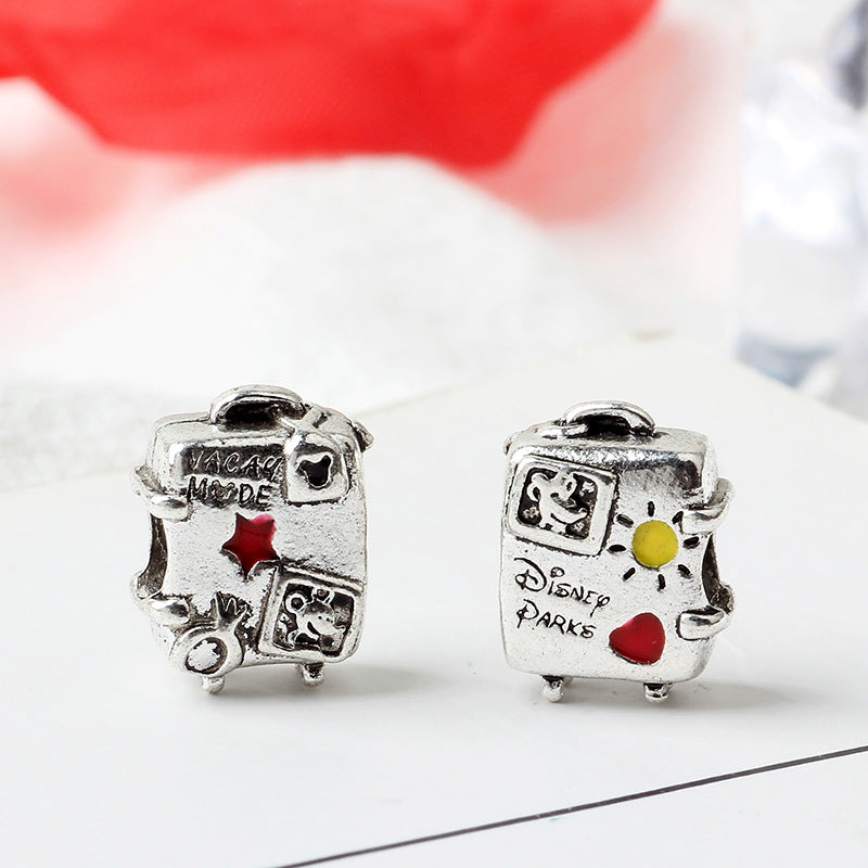 Suitcase Metal Beads 13mm Disney Painted Alloy 10pcs 3