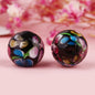 Lampwork Glass Beads Round 12mm Japanese Plum Blossom Pattern 20pcs 11