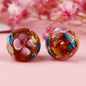 Lampwork Glass Beads Round 12mm Japanese Plum Blossom Pattern 20pcs 14
