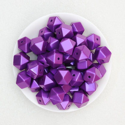 14mm Metallic Hexagon Silicone Beads 50pcs 10