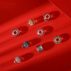 Glass Spacer Beads 14mm Transparent Glitter Powder Large Hole 20pcs 4