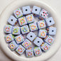 Hand Painted Square Acrylic Beads 16mm Cute Macaron 5pcs 11