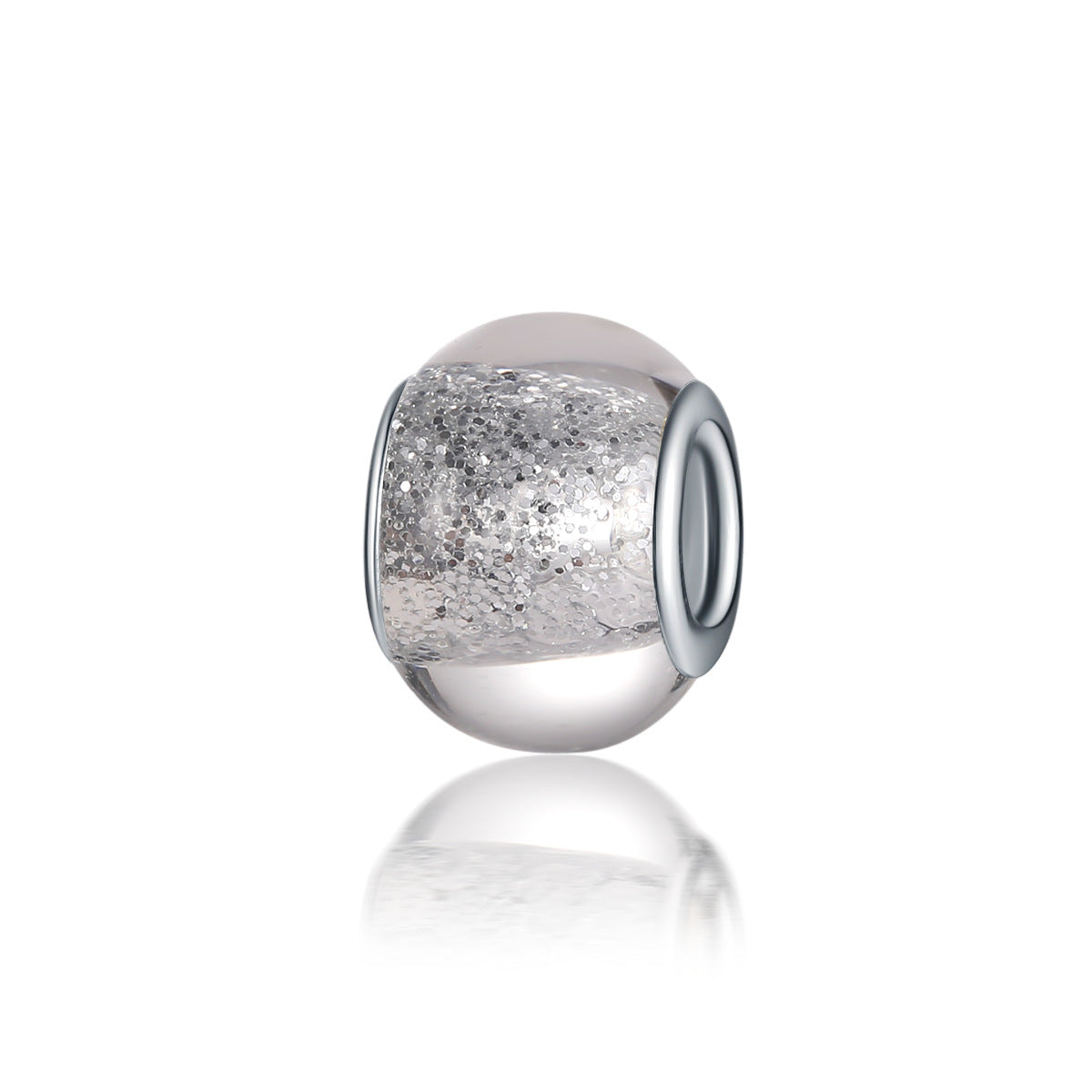 Glass Spacer Beads 14mm Transparent Glitter Powder Large Hole 20pcs 8