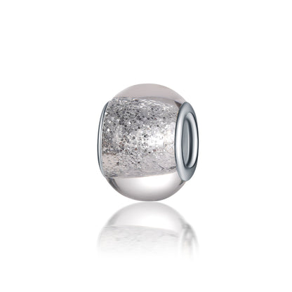 Glass Spacer Beads 14mm Transparent Glitter Powder Large Hole 20pcs 8