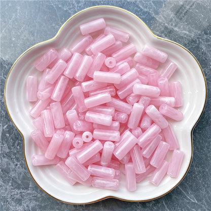 Acrylic Tube Beads 8x20mm Pastel Marbled Soft Glow 10pcs 15